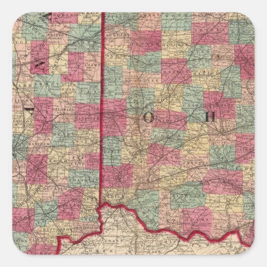 Ohio en Indiana 3 Vierkante Sticker (Voorkant)