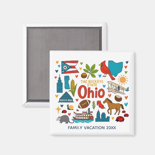 Ohio Family Trip Keepsake Personalized Magneet (Voorkant / Achterkant)