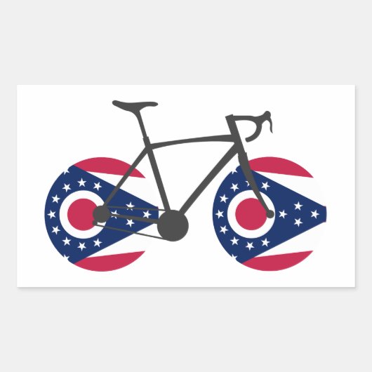 Ohio Flag Cycling Rechthoekige Sticker (Voorkant)