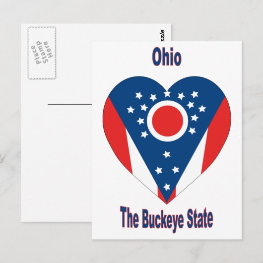 Ohio Flag Heart Briefkaart (Voorkant / Achterkant)