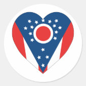 Ohio Flag Heart Ronde Sticker (Voorkant)
