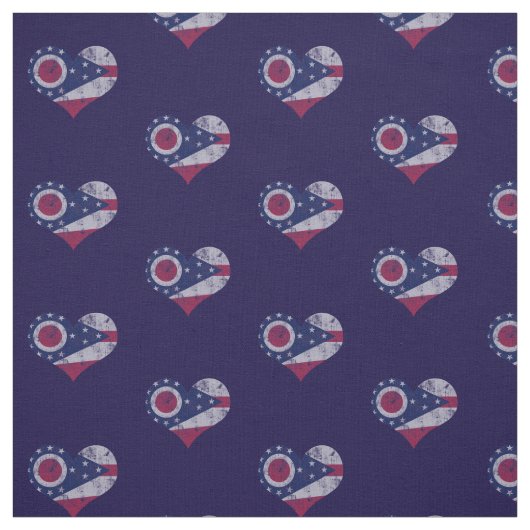  Ohio Flag Hearts Stof (Swatch)