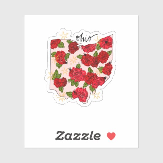 Ohio geïllustreerde staat Sticker (Vel)