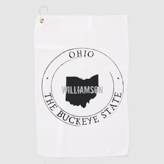 Ohio Golf Towel Staat gepersonaliseerd Golfhanddoek (Voorkant)