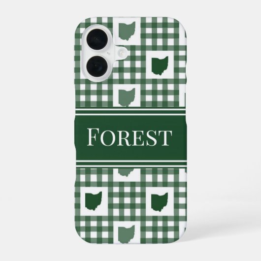 Ohio Groen Gingham iPhone 16 Hoesje (Achterkant)