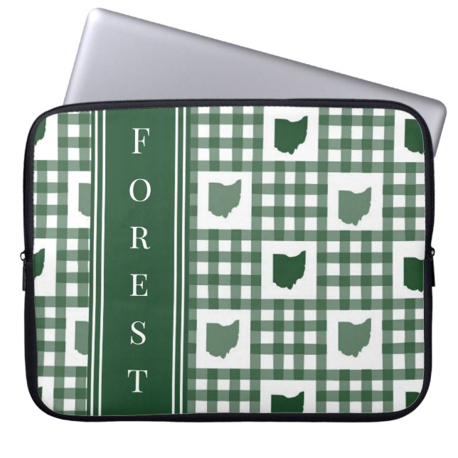 Ohio Groen Gingham Laptop Sleeve (Voorkant)