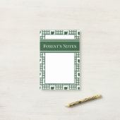 Ohio Groen Gingham Post-it® Notes (Op bureau)
