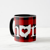 Ohio Home Heart Red Buffalo Check Patroon Mok (Voorkant links)