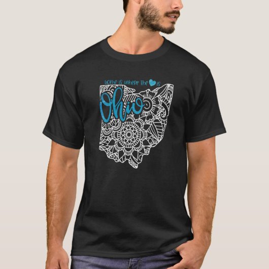 Ohio Home State Oh Mandala Kaart Usa Amerika Veren T-shirt (Voorkant)