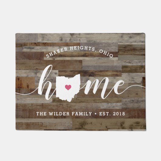 Ohio Home State Personalized Wood Kijk uit Deurmat (Voorkant)