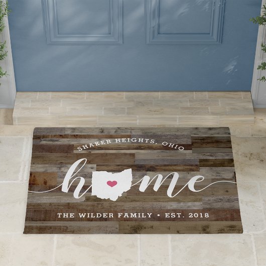 Ohio Home State Personalized Wood Kijk uit Deurmat