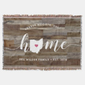 Ohio Home State Personalized Wood Look Deken (Voorkant)