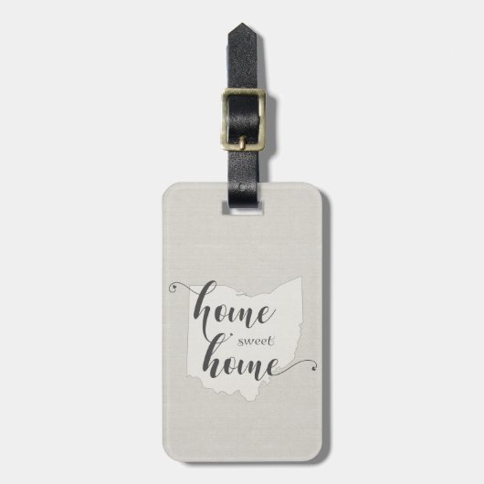 Ohio - Home Sweet Home burlap-look Bagagelabel (Voorkant verticaal)