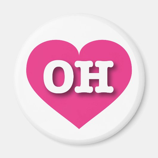 Ohio Hot Pink Heart - Ik hou van OH Magneet (Voorkant)