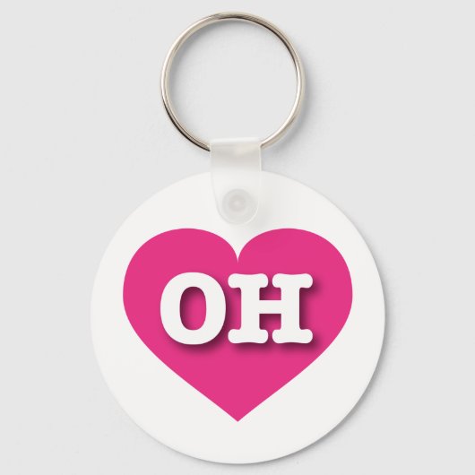 Ohio Hot Pink Heart - Ik hou van OH Sleutelhanger (Voorkant)