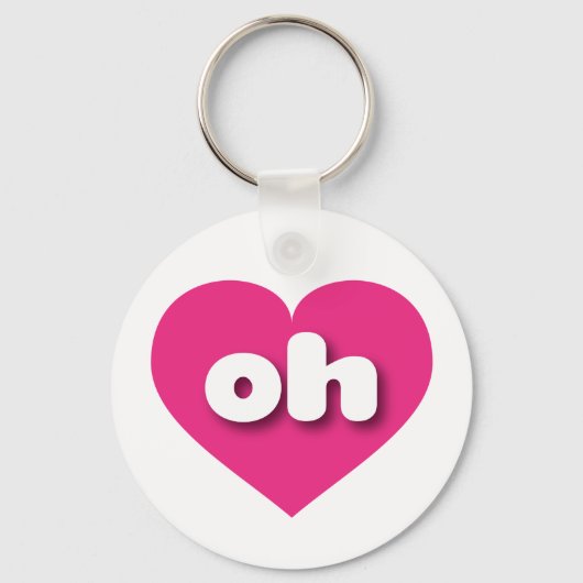 Ohio hot roze hart - Ik hou van oh Sleutelhanger (Voorkant)