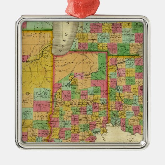 Ohio, Indiana en Illinois Metalen Ornament (Voorkant)