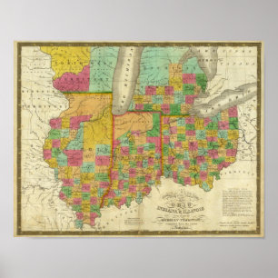 Ohio, Indiana en Illinois Poster