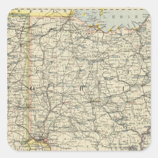 Ohio, Indiana, Kentucky, West Virginia Vierkante Sticker (Voorkant)