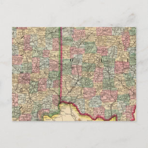 Ohio, Indiana Map door Mitchell Briefkaart