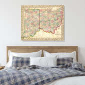 Ohio, Indiana Map door Mitchell Canvas Afdruk (Insitu (Slaapkamer))