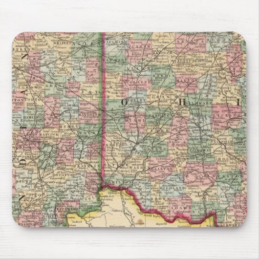 Ohio, Indiana Map door Mitchell Muismat (Voorkant)
