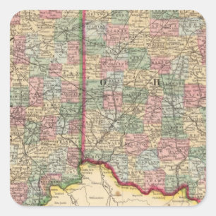 Ohio, Indiana Map door Mitchell Vierkante Sticker
