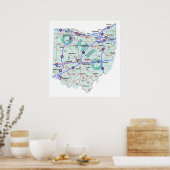 Ohio Interstate Map Print (Keuken)