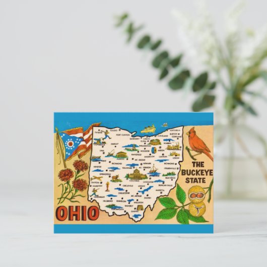  Ohio Kaart Briefkaart (Staand voorkant)