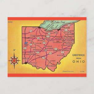 Ohio Kaart Groeten Briefkaart
