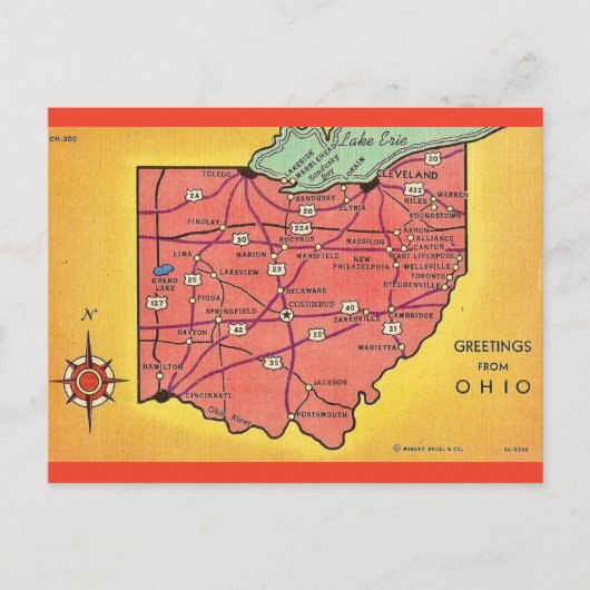  Ohio Kaart Groeten Briefkaart (Voorkant)