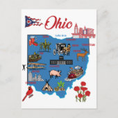 Ohio-kaart met grote steden toeristische bestemmin briefkaart (Voorkant)