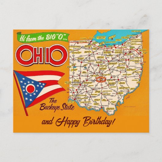 Ohio Kaart Occasions Ansichtkaart (Voorkant)