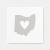 Ohio Kaart Vorm Hart Cutout Buckeye Paper Party Servetten (Voorkant)