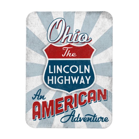 Ohio Lincoln Highway  America Magneet (Verticaal)