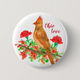Ohio Love Vrouw Kardinaal Geraniums Ronde Button 5,7 Cm