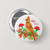 Ohio Love Vrouw Kardinaal Geraniums Ronde Button 5,7 Cm (Voorkant /achterkant)