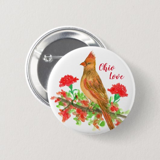 Ohio Love Vrouw Kardinaal Geraniums Ronde Button 5,7 Cm (Voorkant /achterkant)