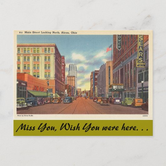 Ohio, Main Street, Akron Briefkaart (Voorkant)