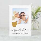 Ohio Map Foto Wedding Save the Date Kaart (Staand voorkant)