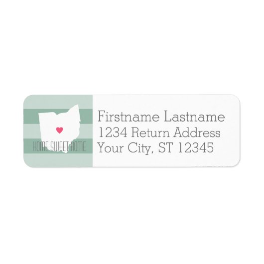 Ohio Map Home State Love met Custom Heart Etiket (Voorkant)