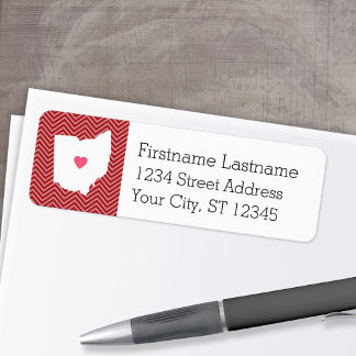 Ohio Map Home State Love met optioneel hart Etiket