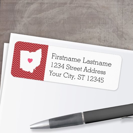 Ohio Map Home State Love met optioneel hart Etiket