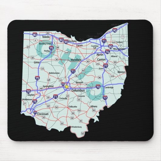 Ohio Map Mousepad Muismat (Voorkant)