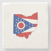 Ohio Map Shaped Buckeye State Flag Ohioan Stenen Onderzetter (Voorkant)