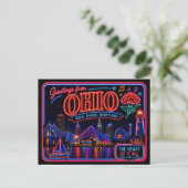Ohio Neon Staat Retro Vintage Briefkaart (Staand voorkant)