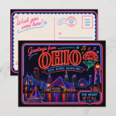 Ohio Neon Staat Retro Vintage Briefkaart (Voorkant / Achterkant)