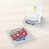 Ohio Nickname Word Art Glazen Onderzetter (Schuin)