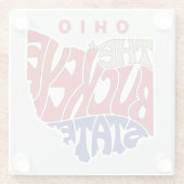 Ohio Nickname Word Art Glazen Onderzetter (Achterkant)
