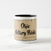 Ohio Notional Public Scroll Feather Quill Tweekleurige Koffiemok (Center)